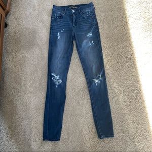 Express ripped blue skinny jeans